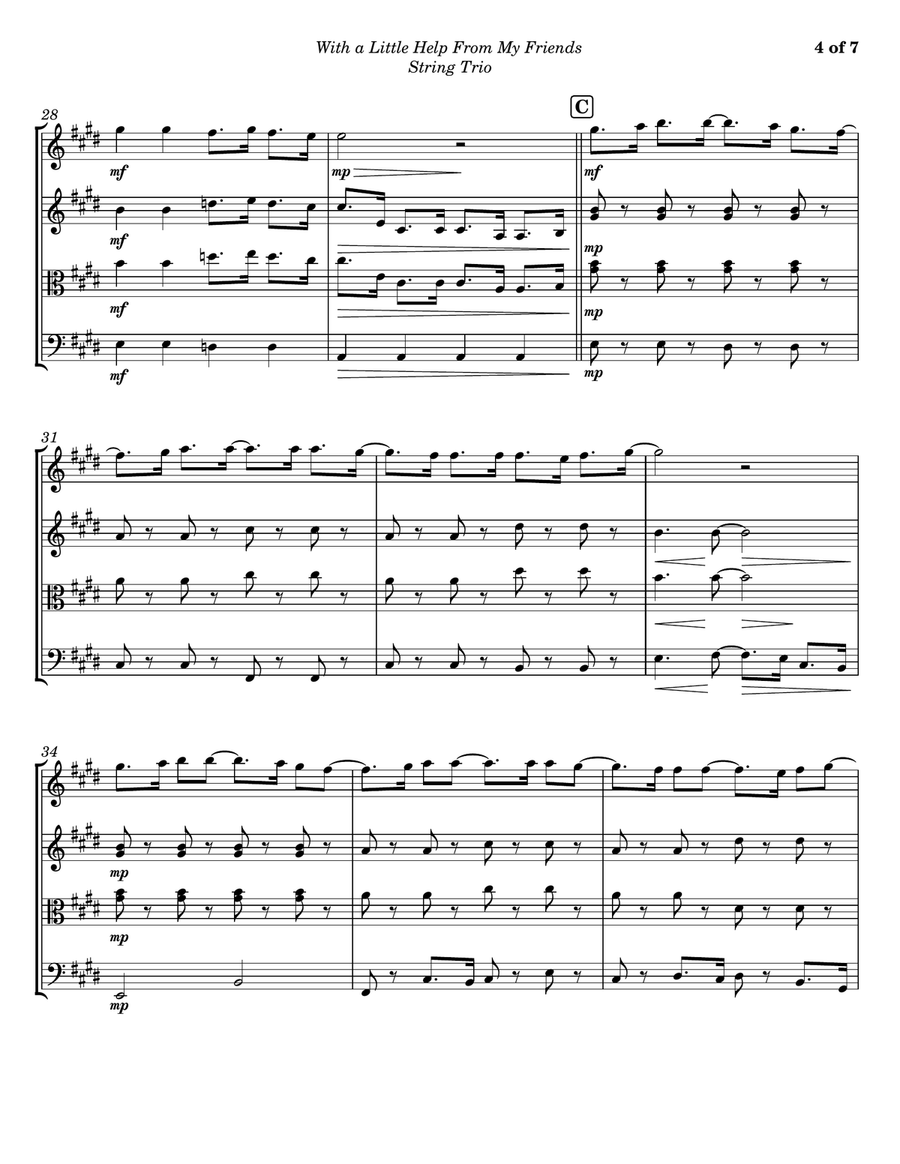 With A Little Help From My Friends String Trio scores gallery preview page 4