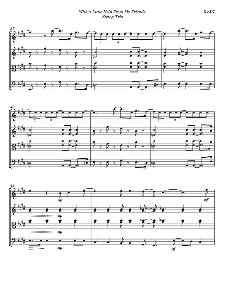 With A Little Help From My Friends String Trio scores gallery preview page 5