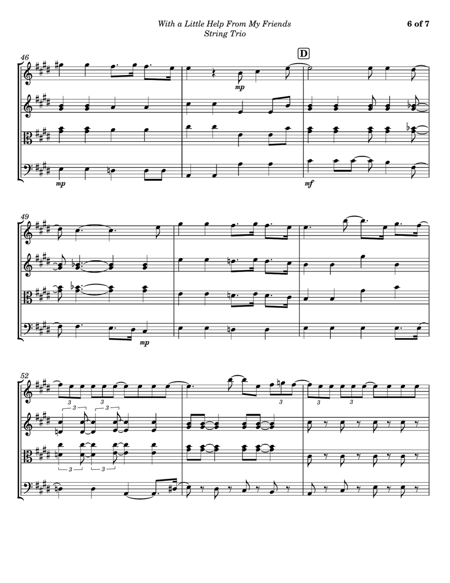 With A Little Help From My Friends String Trio scores gallery preview page 6