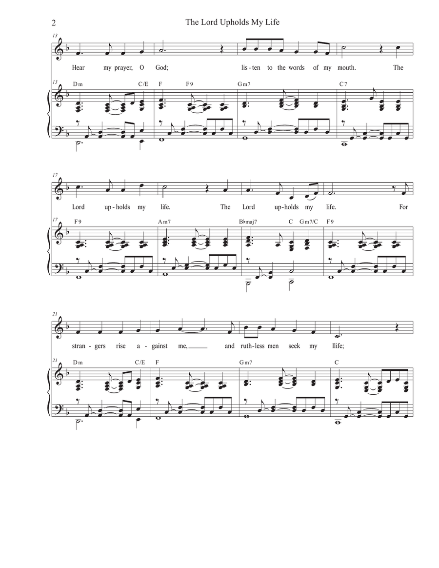 The Lord Upholds My Life (Psalm 54) (Vocal solo) Piano, Vocal scores gallery preview page 2