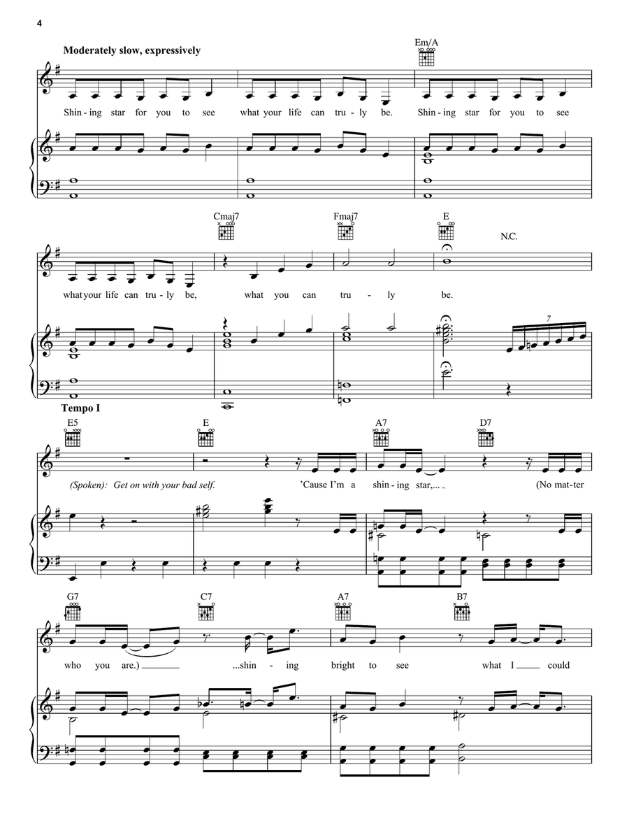 Shining Star (from the Amazon Original Movie Cinderella) Piano, Vocal, Guitar scores gallery preview page 4