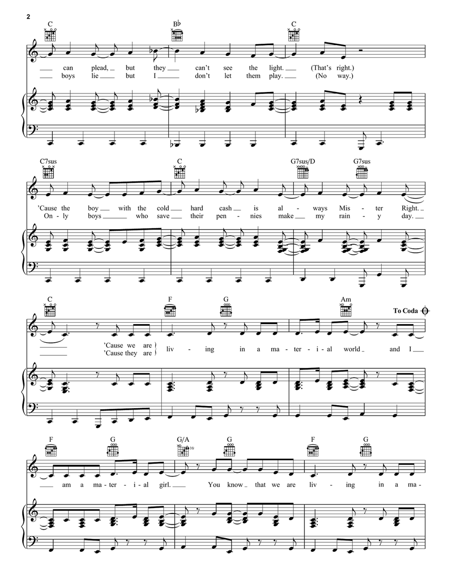 Material Girl (from the Amazon Original Movie Cinderella) Piano, Vocal, Guitar scores gallery preview page 2
