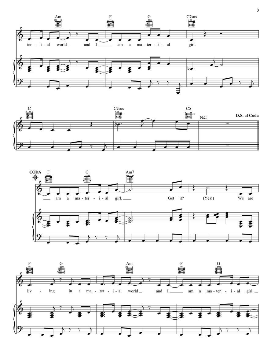 Material Girl (from the Amazon Original Movie Cinderella) Piano, Vocal, Guitar scores gallery preview page 3
