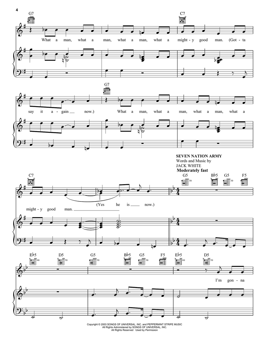 Whatta Man / Seven Nation Army (from the Amazon Original Movie Cinderella) Piano, Vocal, Guitar scores gallery preview page 4