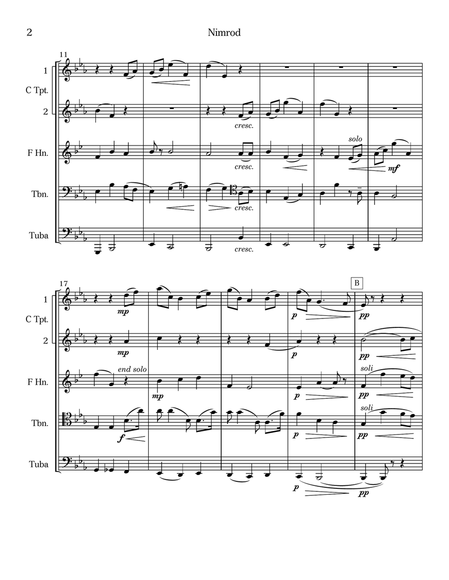 Nimrod from Engima Variations Brass Ensemble scores gallery preview page 2