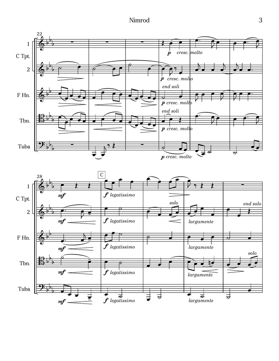 Nimrod from Engima Variations Brass Ensemble scores gallery preview page 3
