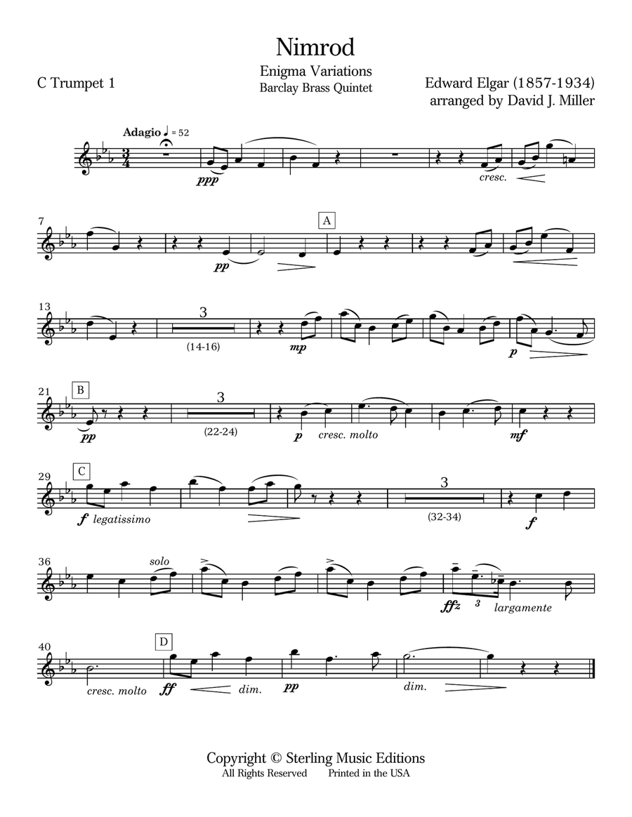 Nimrod from Engima Variations Brass Ensemble scores gallery preview page 5
