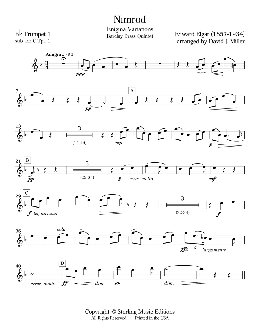 Nimrod from Engima Variations Brass Ensemble scores gallery preview page 6