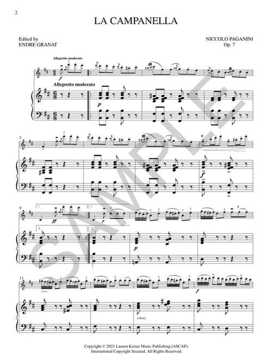 Two Pieces: La Campanella and Moto Perpetu Violin Solo scores gallery preview page 3