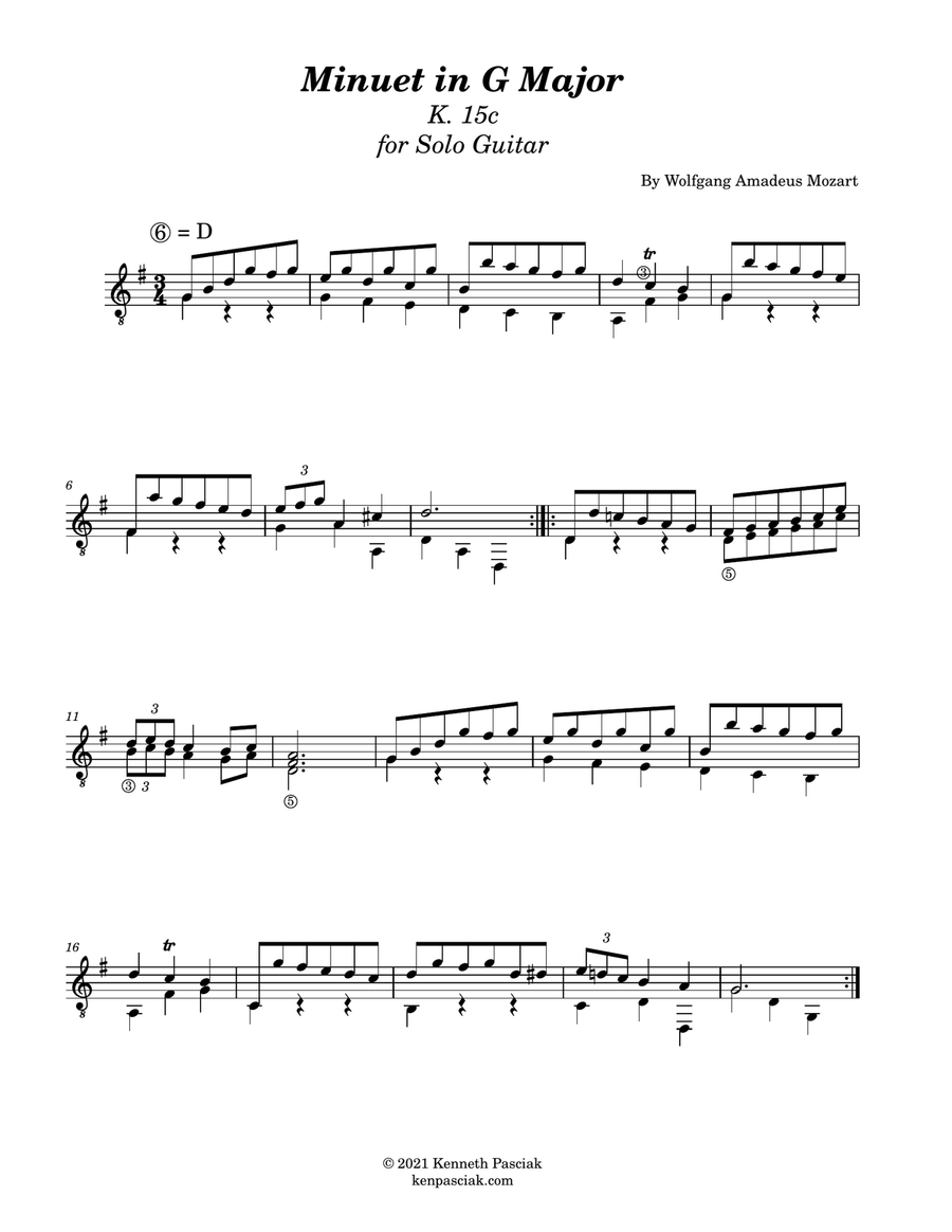 Minuets from The London Sketchbook (for Solo Guitar) Chamber Music scores gallery preview page 3