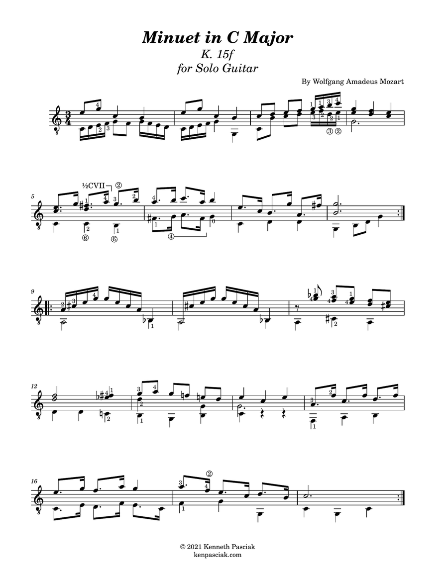 Minuets from The London Sketchbook (for Solo Guitar) Chamber Music scores gallery preview page 4