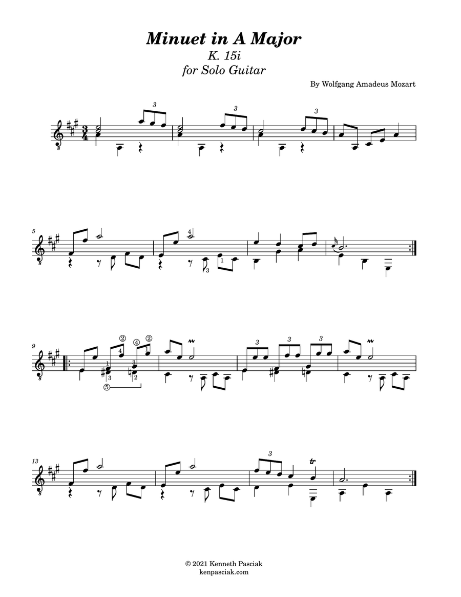 Minuets from The London Sketchbook (for Solo Guitar) Chamber Music scores gallery preview page 5