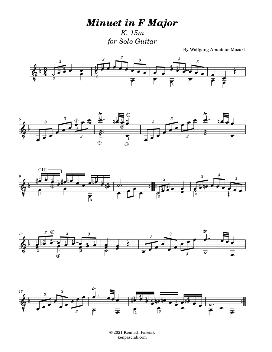 Minuets from The London Sketchbook (for Solo Guitar) Chamber Music scores gallery preview page 6