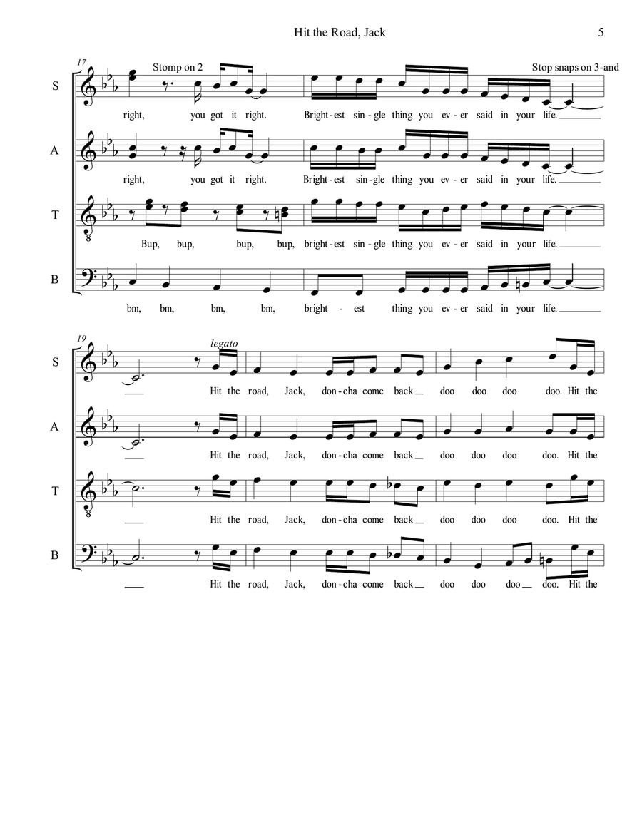 Hit The Road Jack Hit The Road Jack 4-Part scores gallery preview page 5