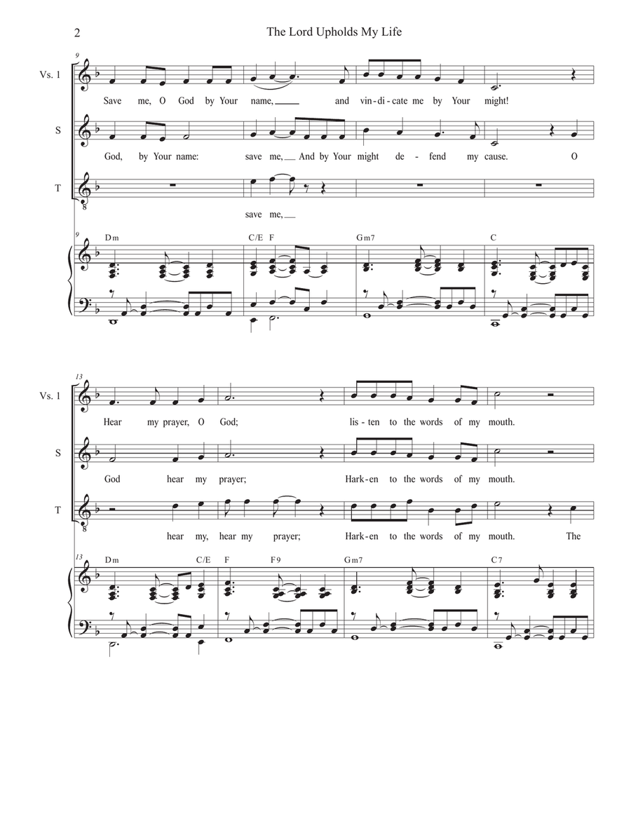 The Lord Upholds My Life (Psalm 54) (2-part choir - (Soprano and Tenor) 2-Part scores gallery preview page 2