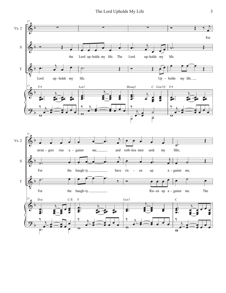 The Lord Upholds My Life (Psalm 54) (2-part choir - (Soprano and Tenor) 2-Part scores gallery preview page 3