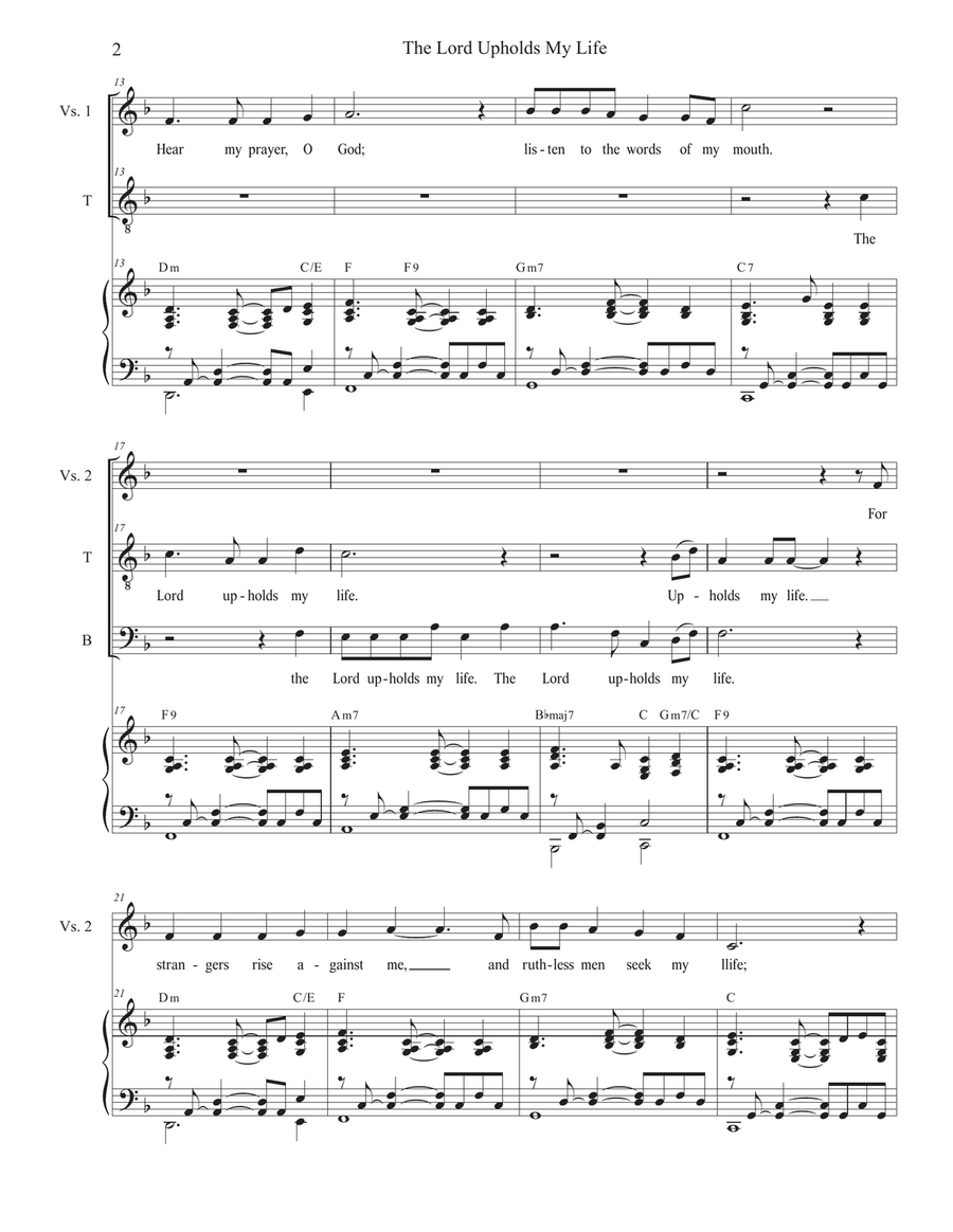 The Lord Upholds My Life (Psalm 54) (2-part choir - (TB) TB scores gallery preview page 2