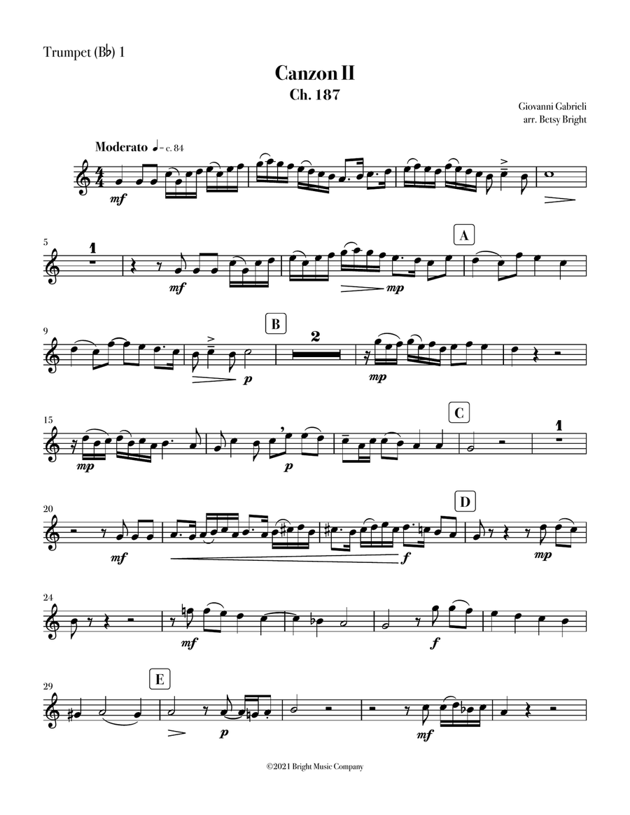 Gabrieli Canzon II for Brass Quintet (aka Canzona per sonare No. 2) Brass Quintet scores gallery preview page 2