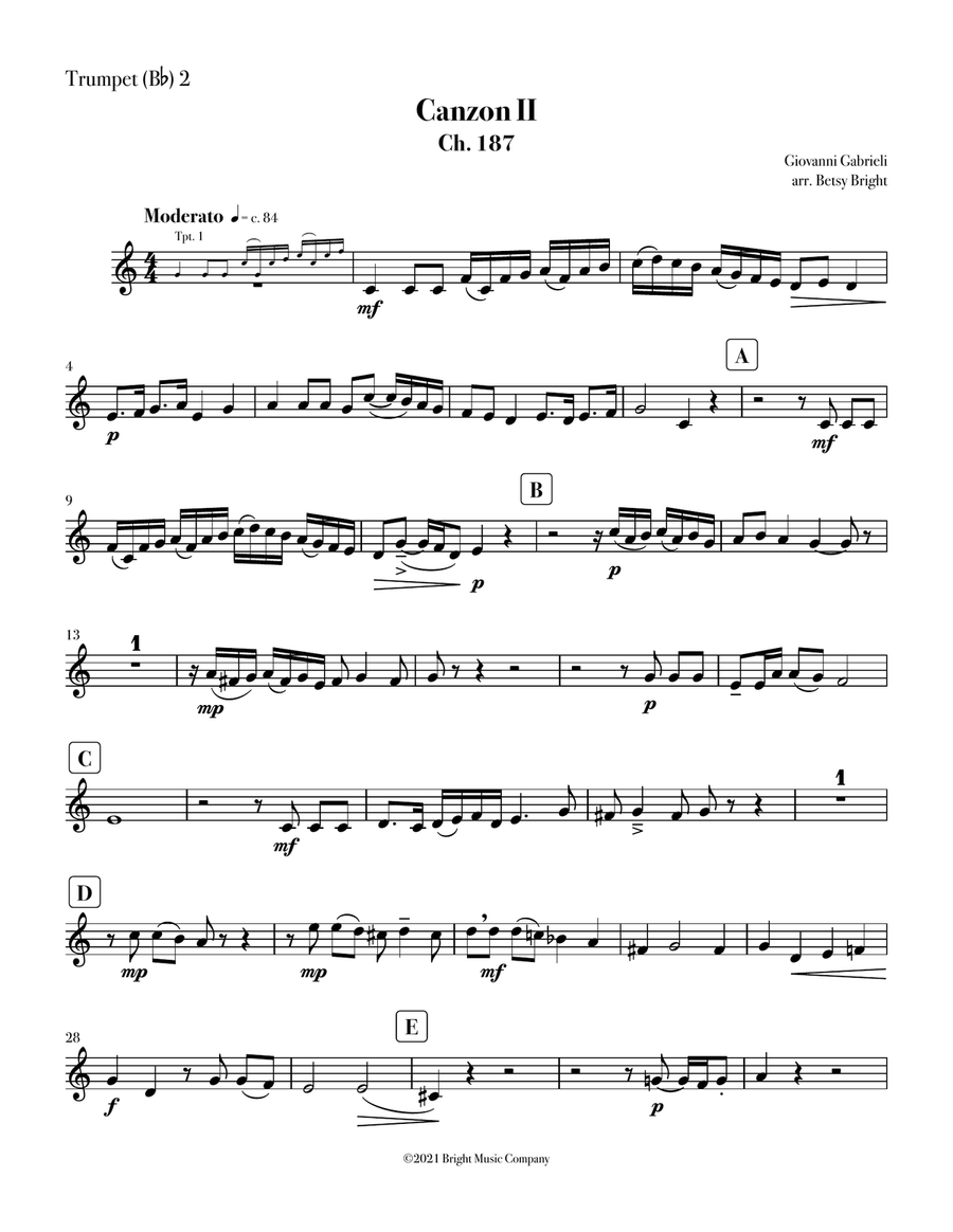 Gabrieli Canzon II for Brass Quintet (aka Canzona per sonare No. 2) Brass Quintet scores gallery preview page 4