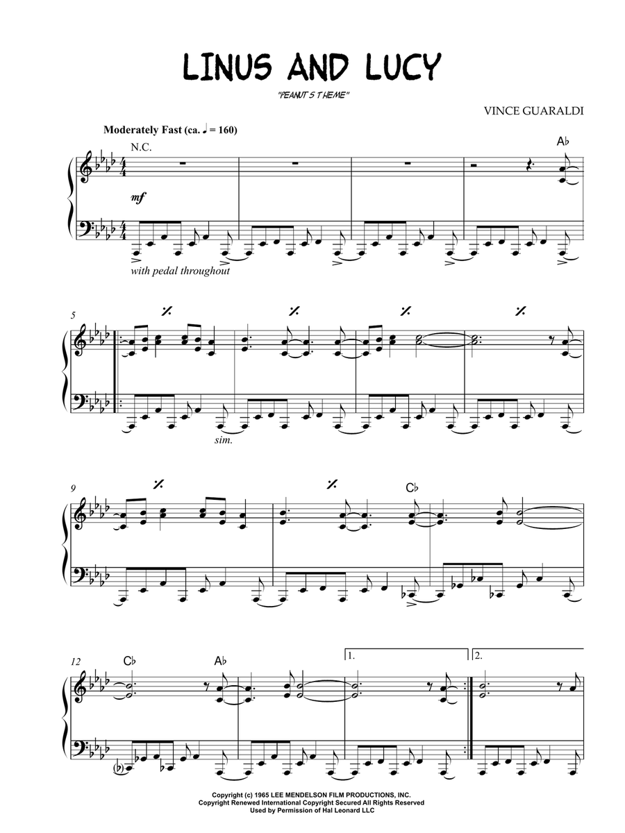 Linus And Lucy Piano Solo scores gallery preview page 3