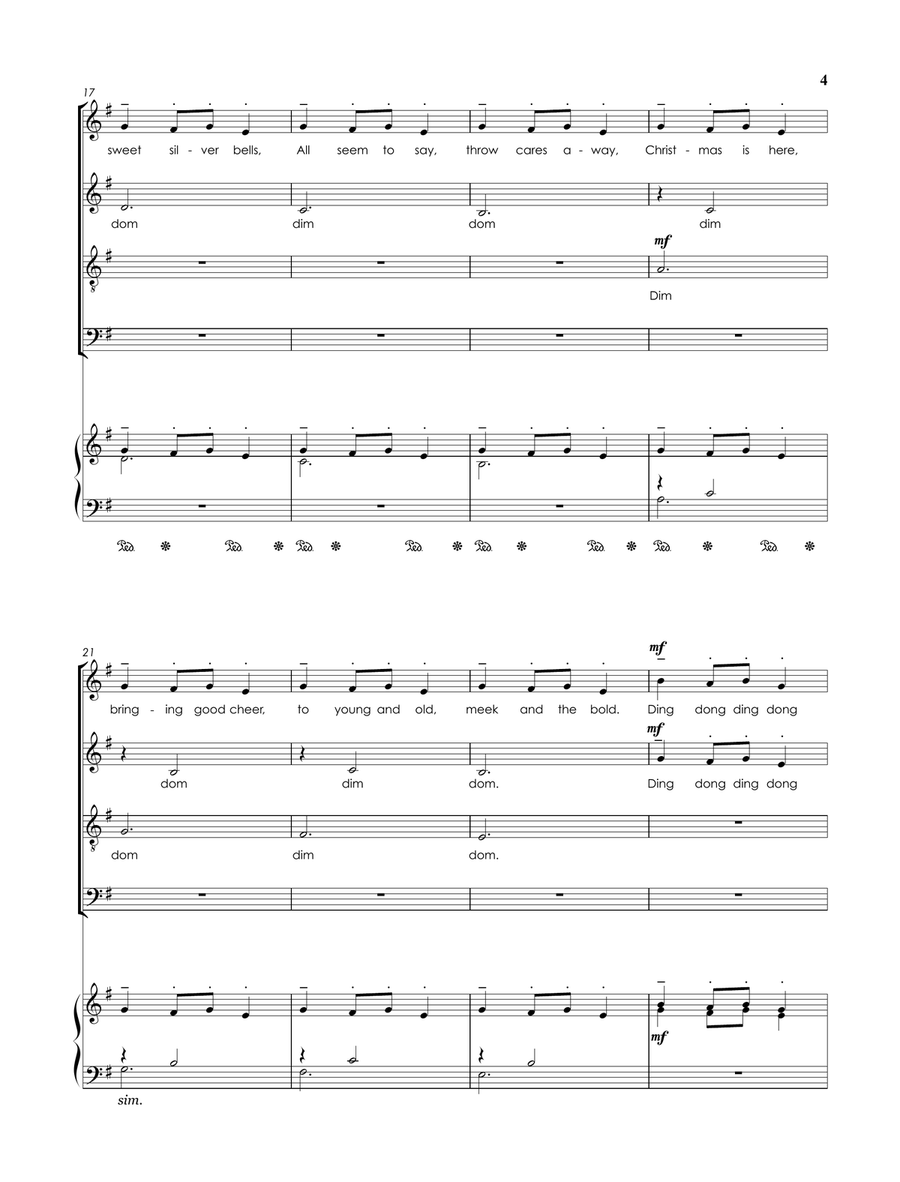 Carol of the Bells for SATB (a Cappella) with Piano for Rehearsal Divisi scores gallery preview page 5