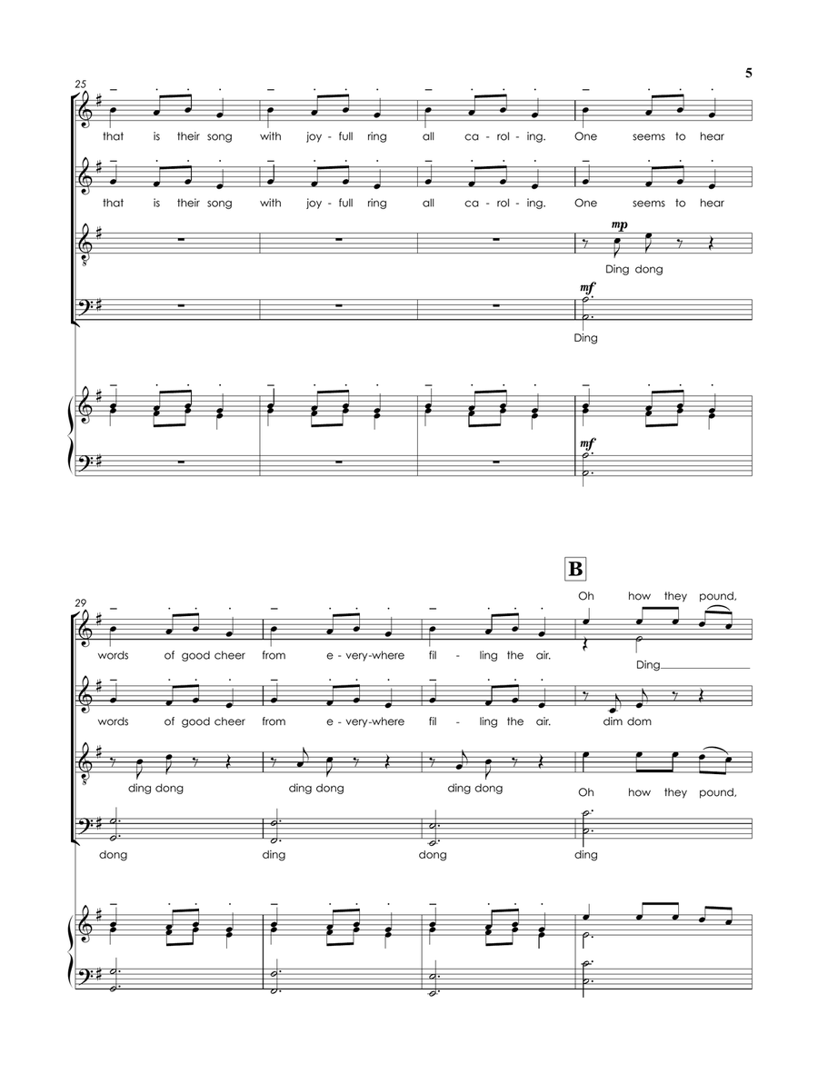 Carol of the Bells for SATB (a Cappella) with Piano for Rehearsal Divisi scores gallery preview page 6