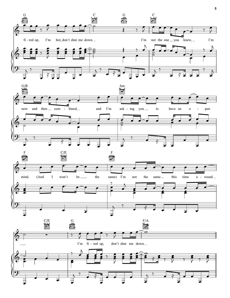 Don't Shut Me Down Don't Shut Me Down Piano, Vocal, Guitar scores gallery preview page 5
