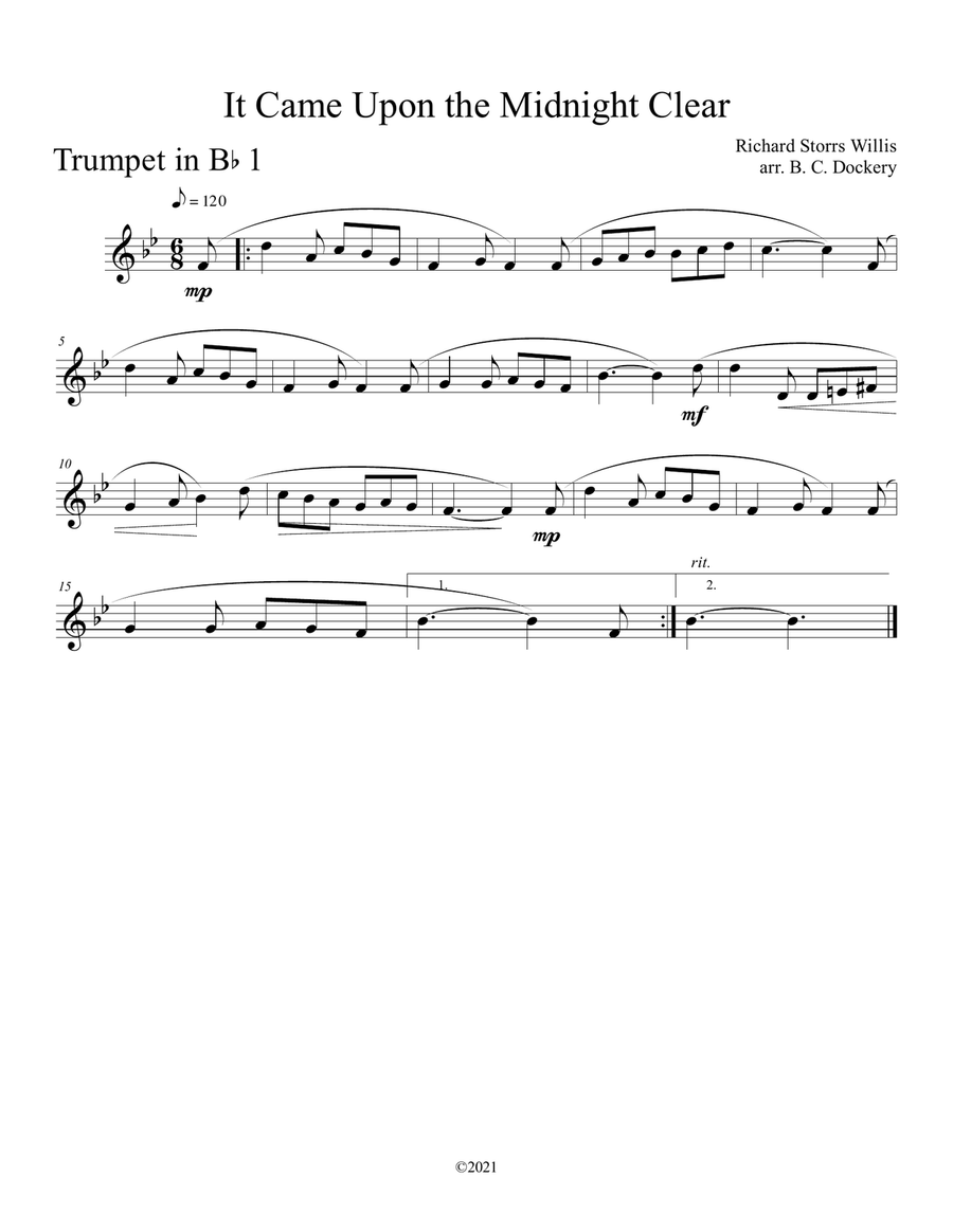 It Came Upon the Midnight Clear (Trumpet Duet with Piano Accompaniment) Trumpet Duet scores gallery preview page 3