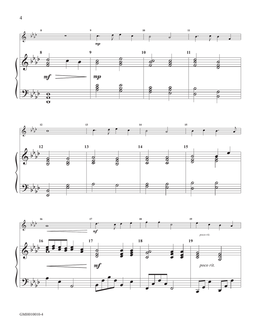 In the Bleak Midwinter (for handbell solo with piano accompaniment) Handbell Choir scores gallery preview page 4
