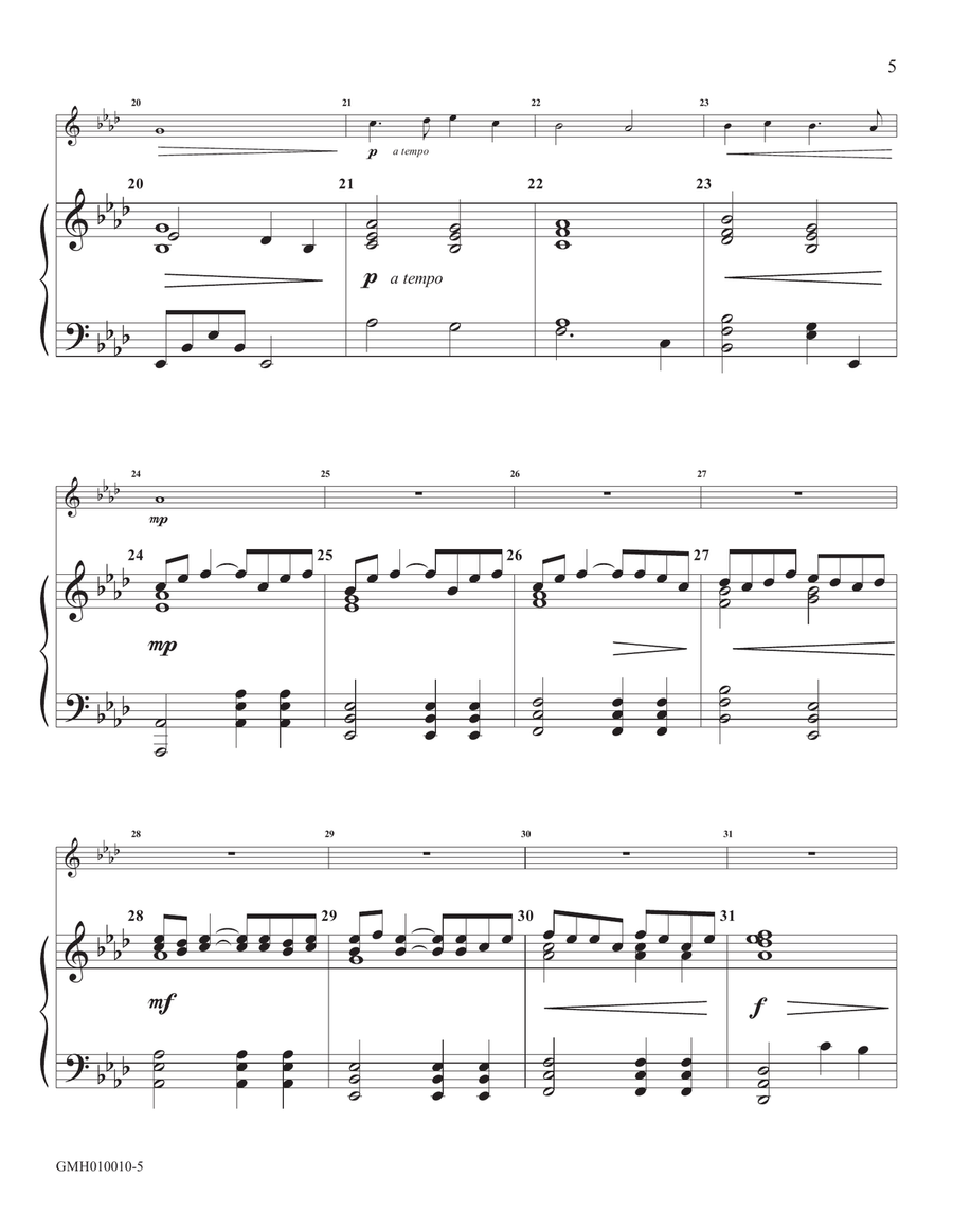 In the Bleak Midwinter (for handbell solo with piano accompaniment) Handbell Choir scores gallery preview page 5