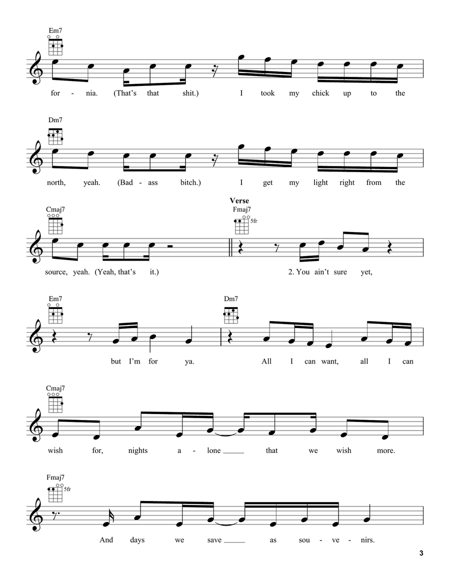 Peaches (feat. Daniel Caesar & Giveon) Ukulele scores gallery preview page 3
