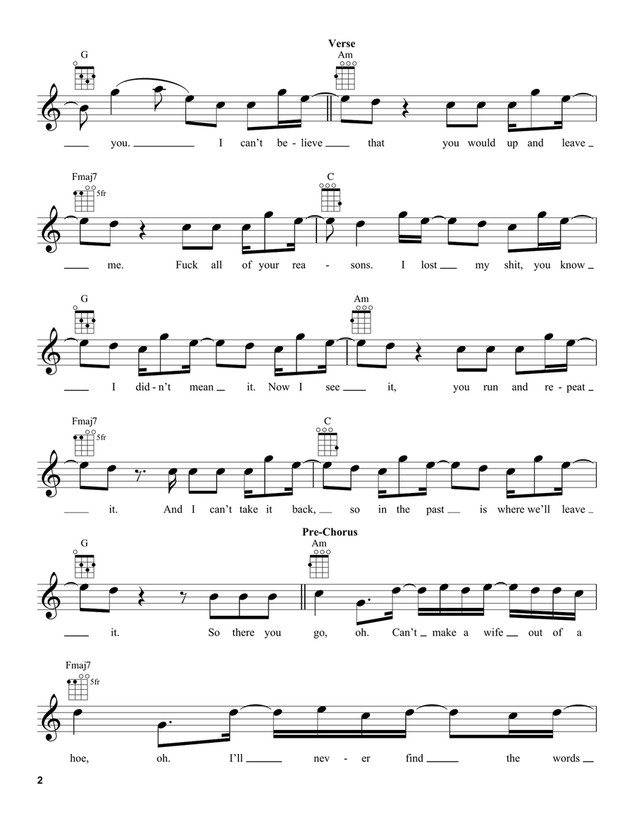 Without You Without You Ukulele scores gallery preview page 2