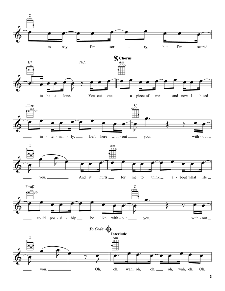 Without You Without You Ukulele scores gallery preview page 3