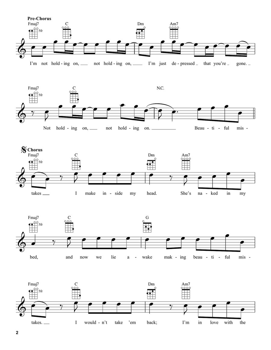 Beautiful Mistakes (feat. Megan Thee Stallion) Ukulele scores gallery preview page 2