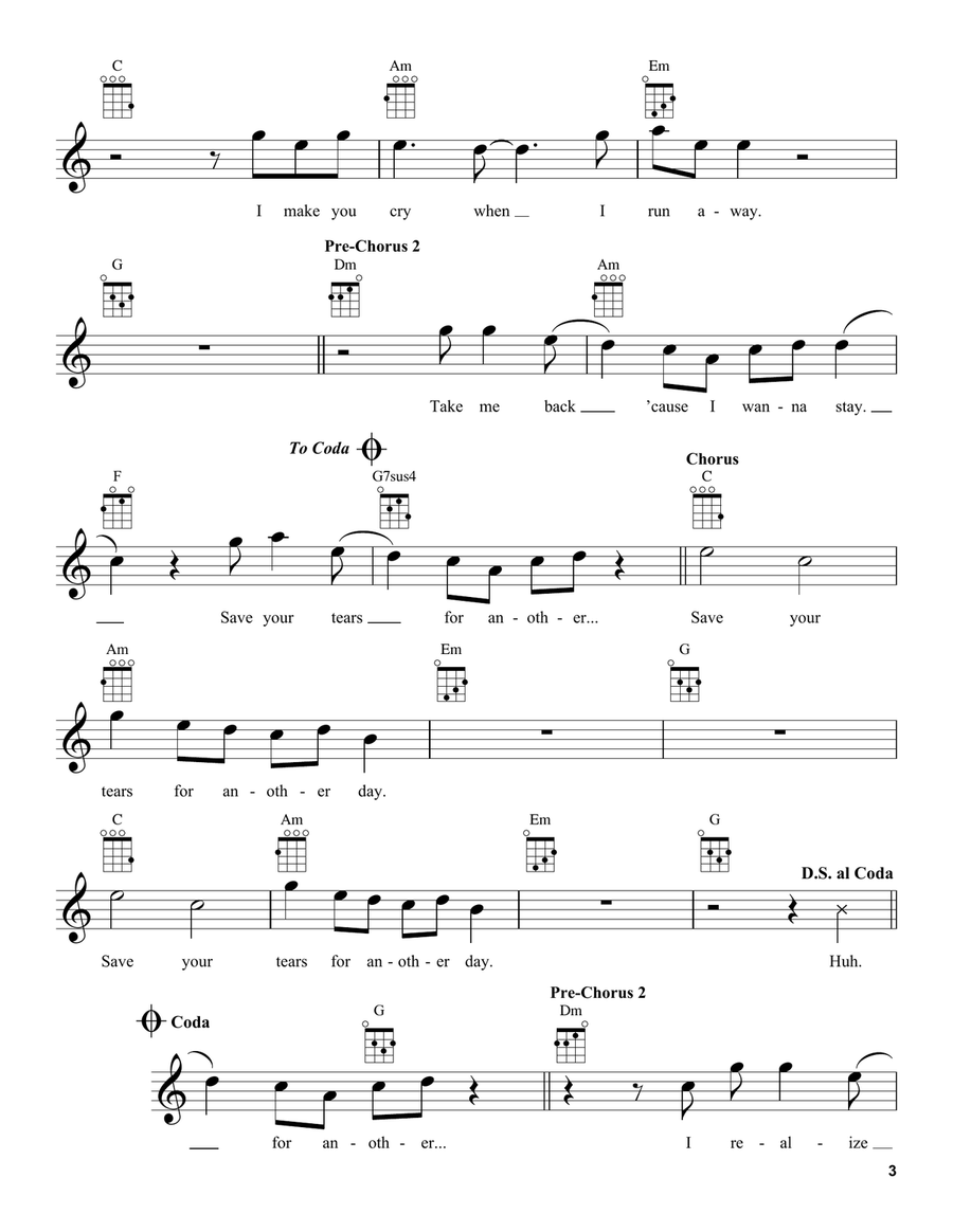 Save Your Tears Ukulele scores gallery preview page 3