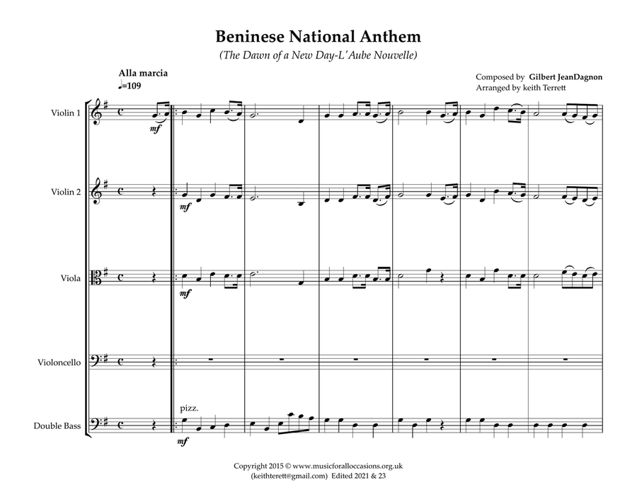 Beninese National Anthem for String Orchestra String Orchestra scores gallery preview page 2