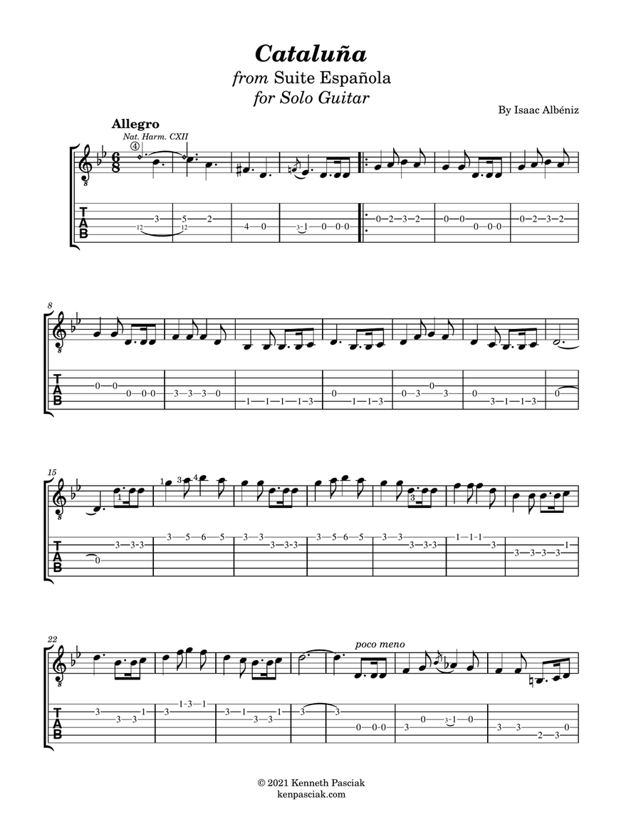Cataluña (for Solo Guitar) (Melody only) Acoustic Guitar scores gallery preview page 3