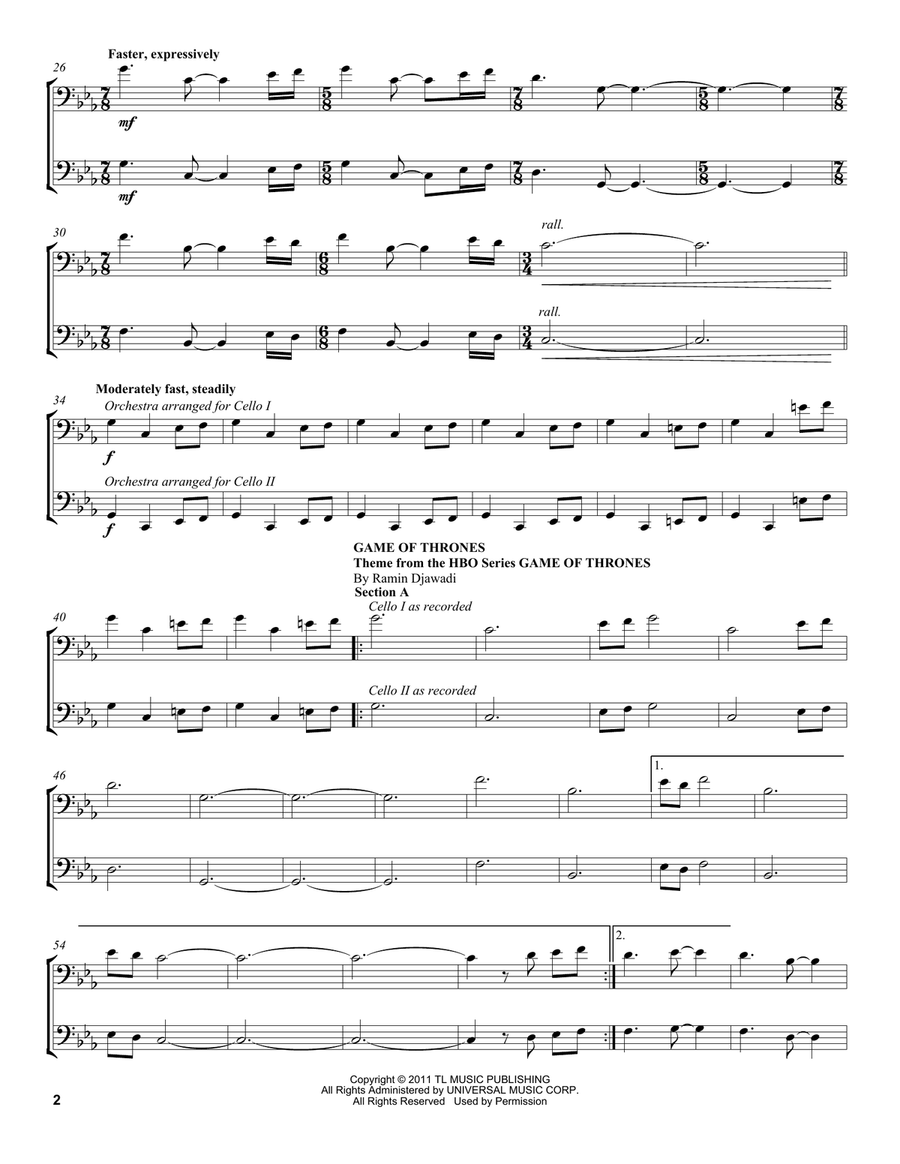 Game Of Thrones Medley Game Of Thrones Medley String Duet scores gallery preview page 2