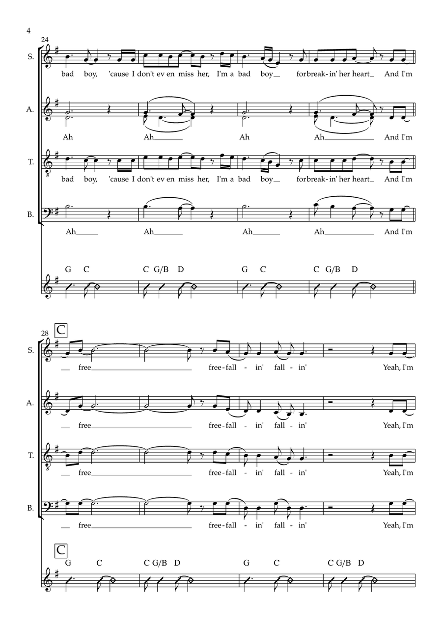 Free Fallin' Free Fallin' 4-Part scores gallery preview page 4
