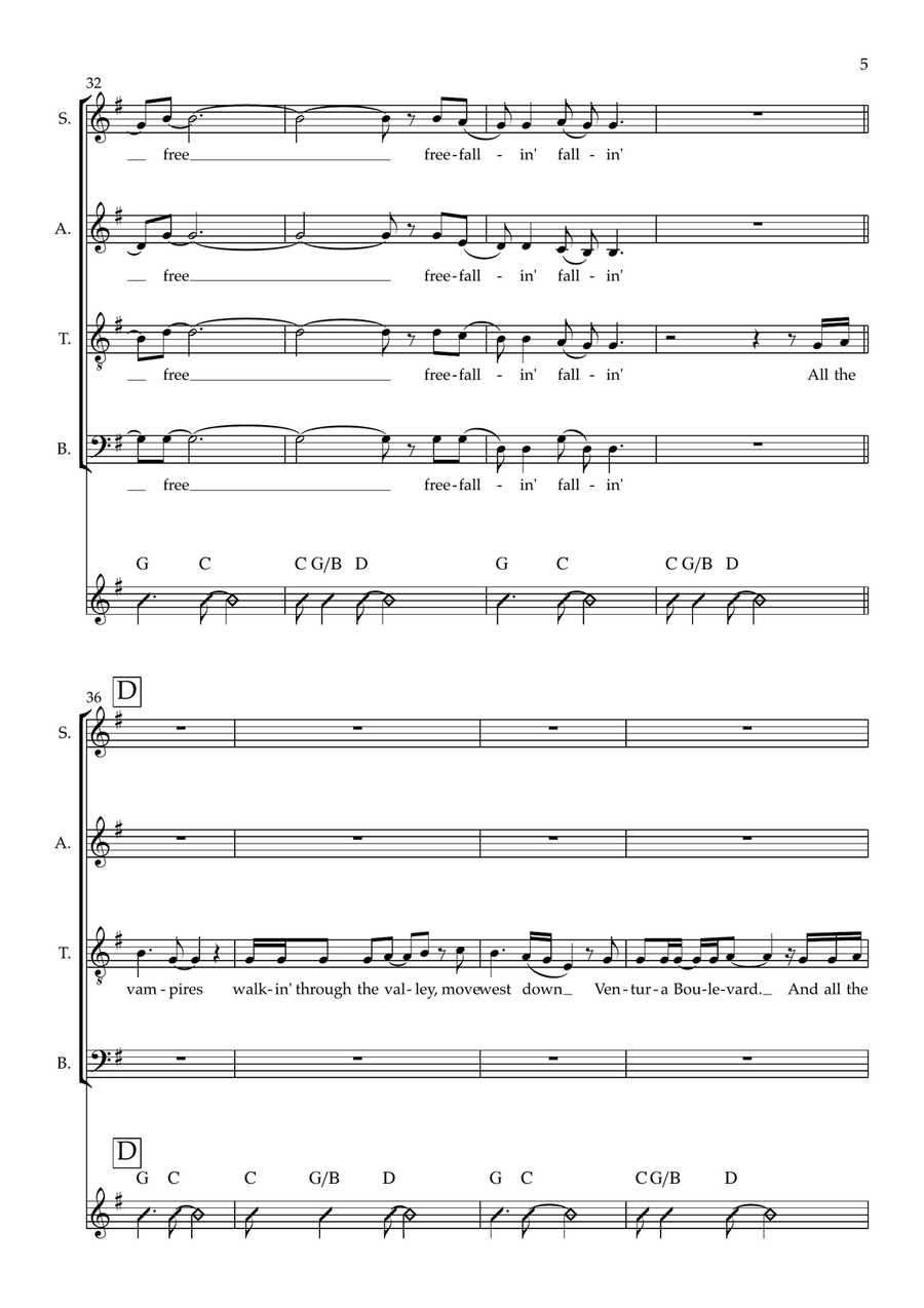 Free Fallin' Free Fallin' 4-Part scores gallery preview page 5