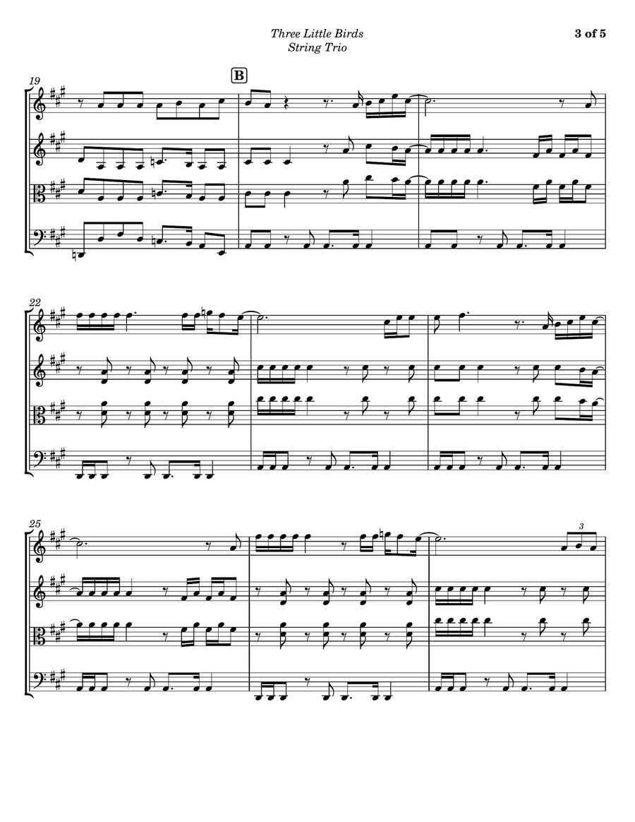 Three Little Birds String Trio scores gallery preview page 3