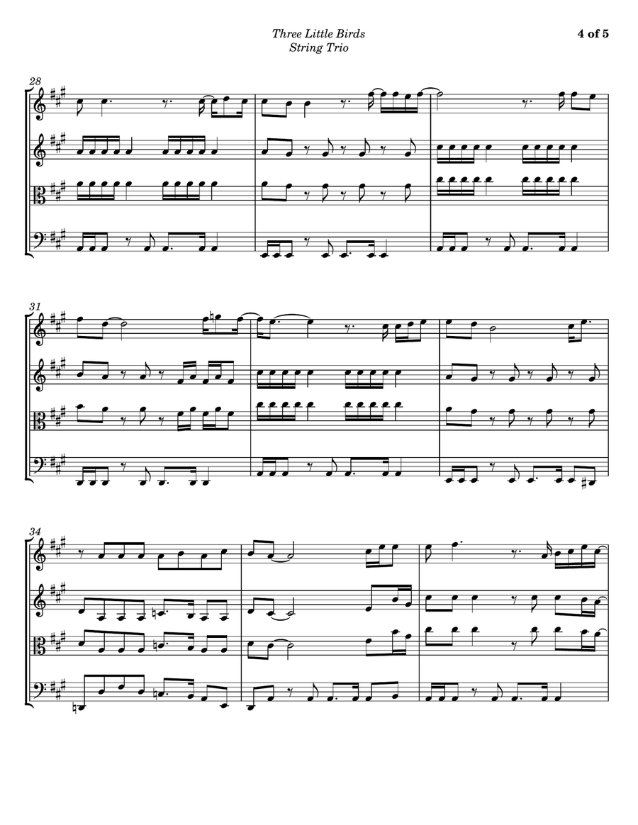 Three Little Birds String Trio scores gallery preview page 4