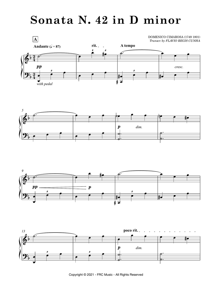Cimarosa: Sonata No. 42 in D minor (as played by Víkingur Ólafsson) Piano Method scores gallery preview page 3