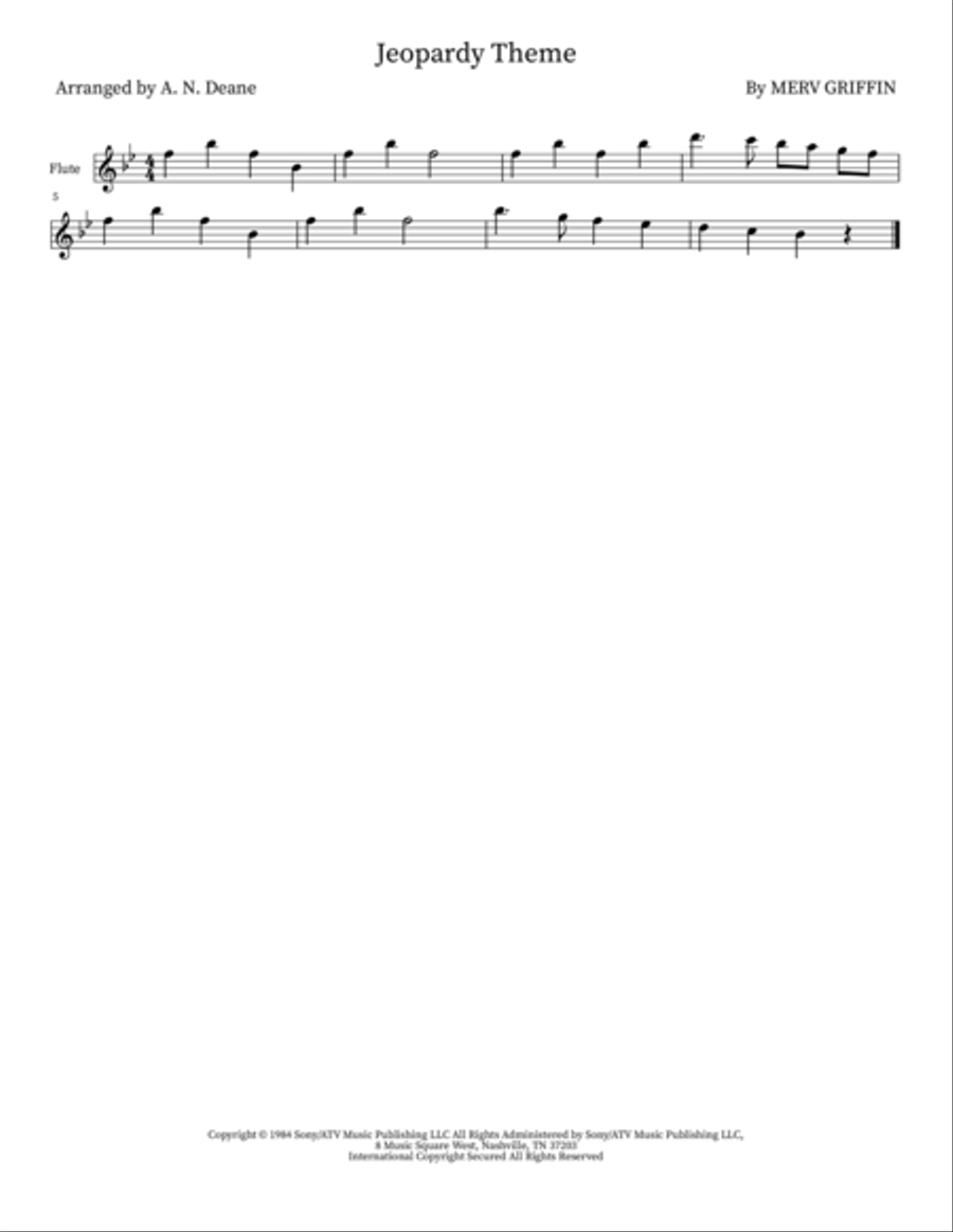 Jeopardy Theme Bassoon scores gallery preview page 3