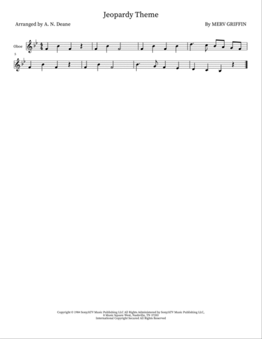 Jeopardy Theme Bassoon scores gallery preview page 4