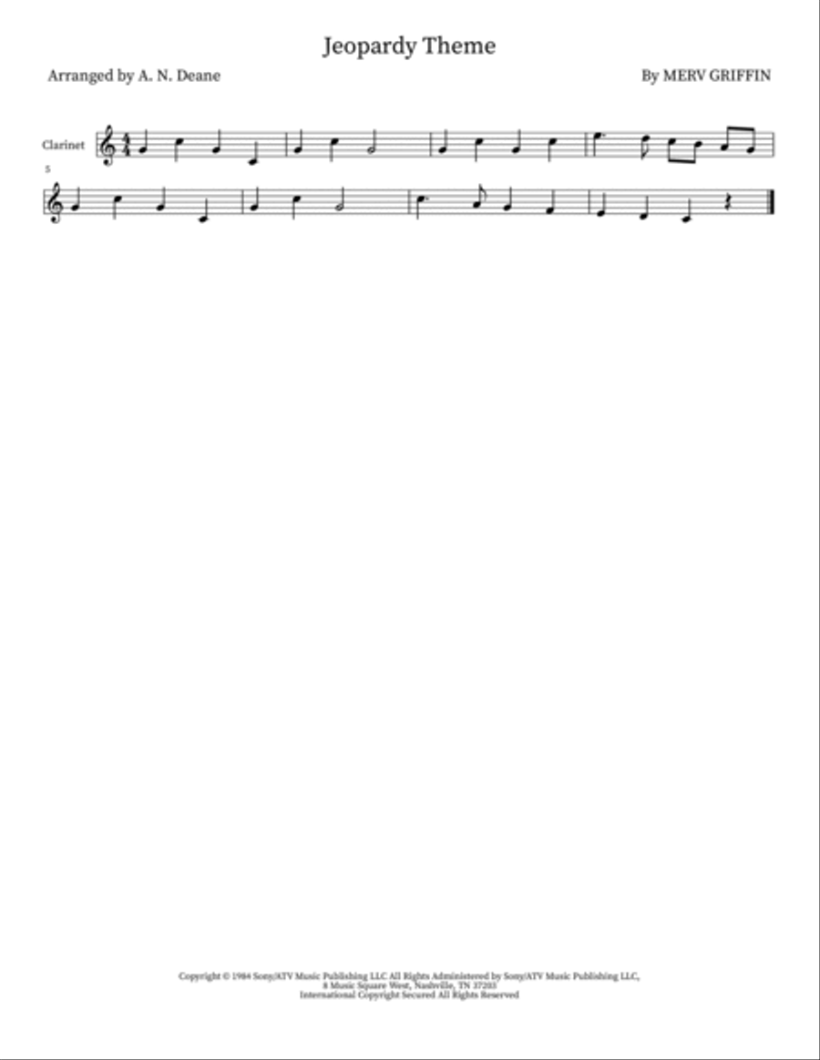 Jeopardy Theme Bassoon scores gallery preview page 6