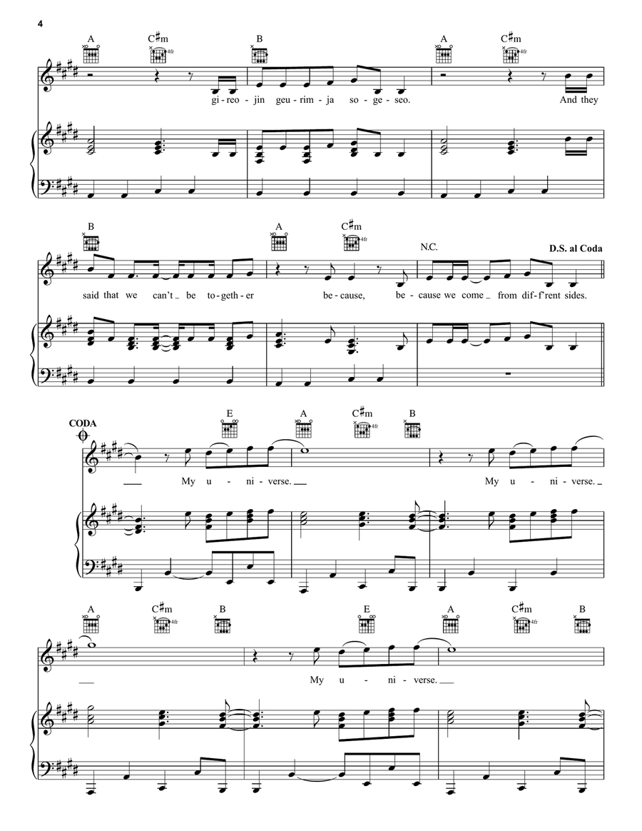 My Universe My Universe Piano, Vocal, Guitar scores gallery preview page 4
