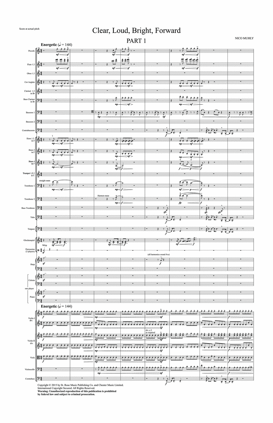Clear, Loud, Bright, Forward - Full Score Orchestra scores gallery preview page 1
