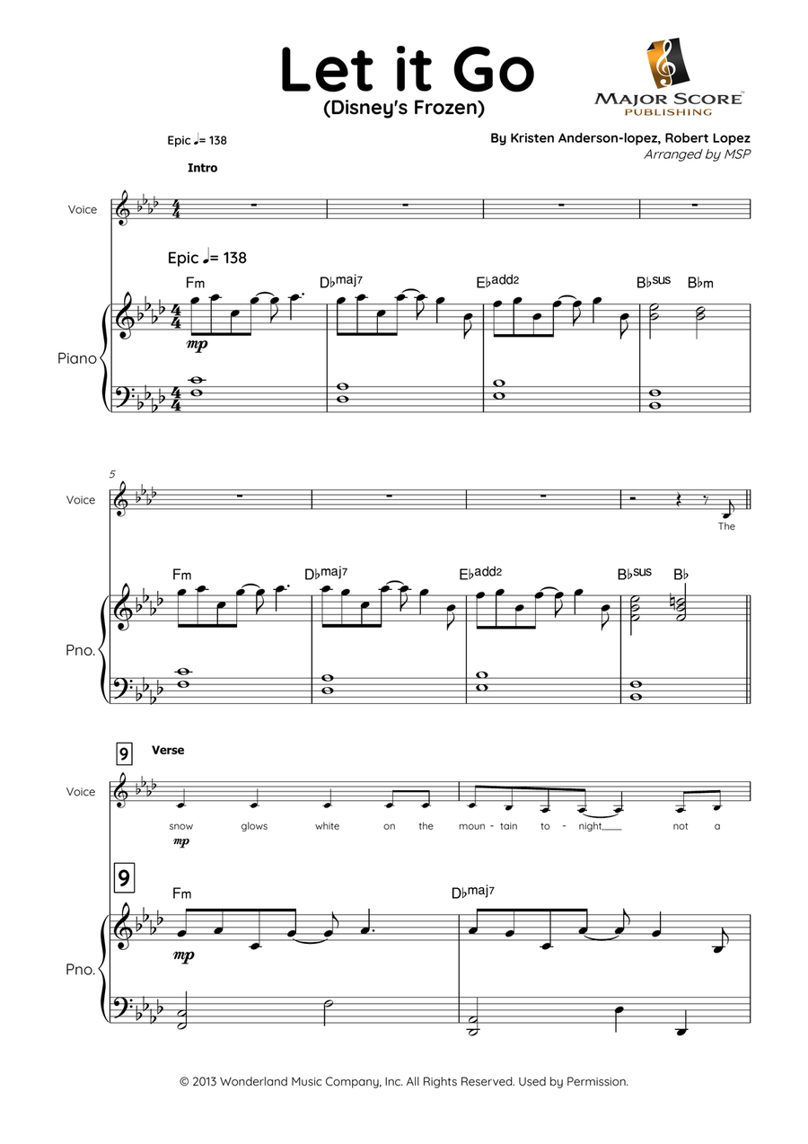 Let It Go Piano, Vocal scores gallery preview page 2