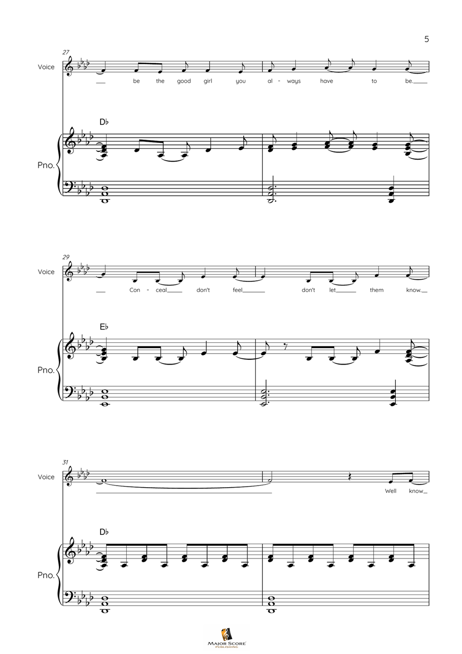 Let It Go Piano, Vocal scores gallery preview page 5